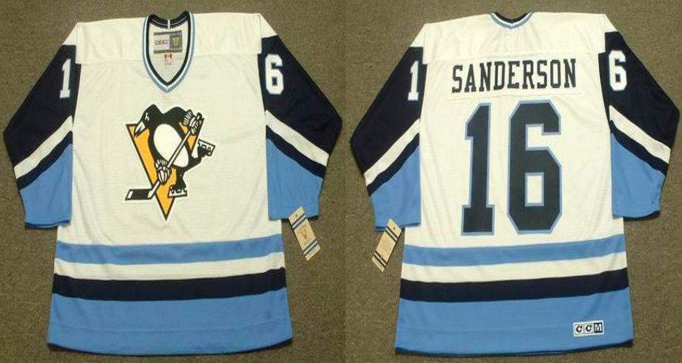 2019 Men Pittsburgh Penguins 16 Sanderson White blue CCM NHL jerseys